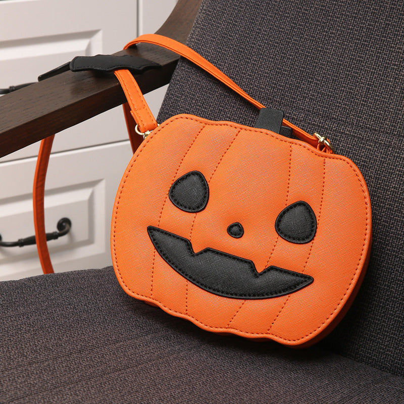 2023 Halloween Bags Funny Pumpkin Cartoon Shoulder Crossbody Bag With Bat Personalized Creative Female Bag