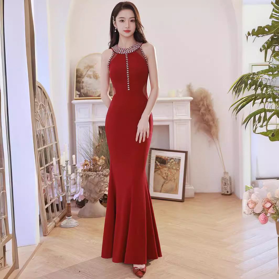 Women's Halter Fishtail Gown Dress